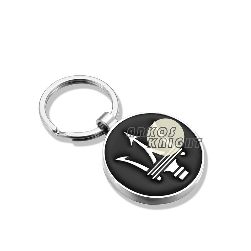 ARKOSKNIGHT Creative Car Logo Keychain for Car 3D Chrome Metal Alloy Key Chain Gifts for Women and Men Keyring Universal Size(Meserati Black) - Image 1
